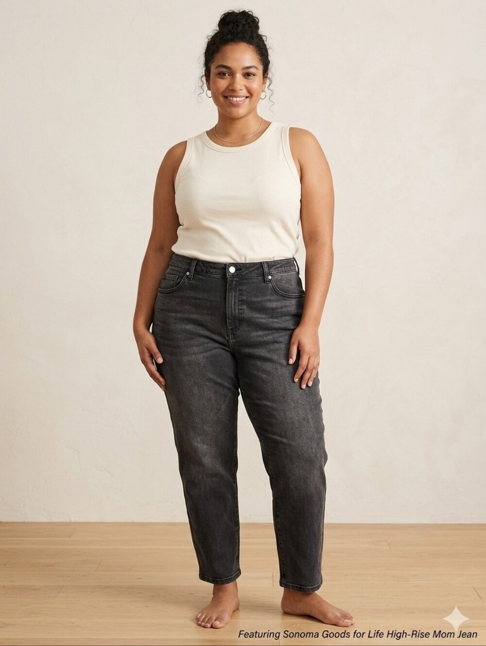 Sonoma Goods For Life High-Rise Mom Jeans Faded Black Charcoal Plus Size 18W